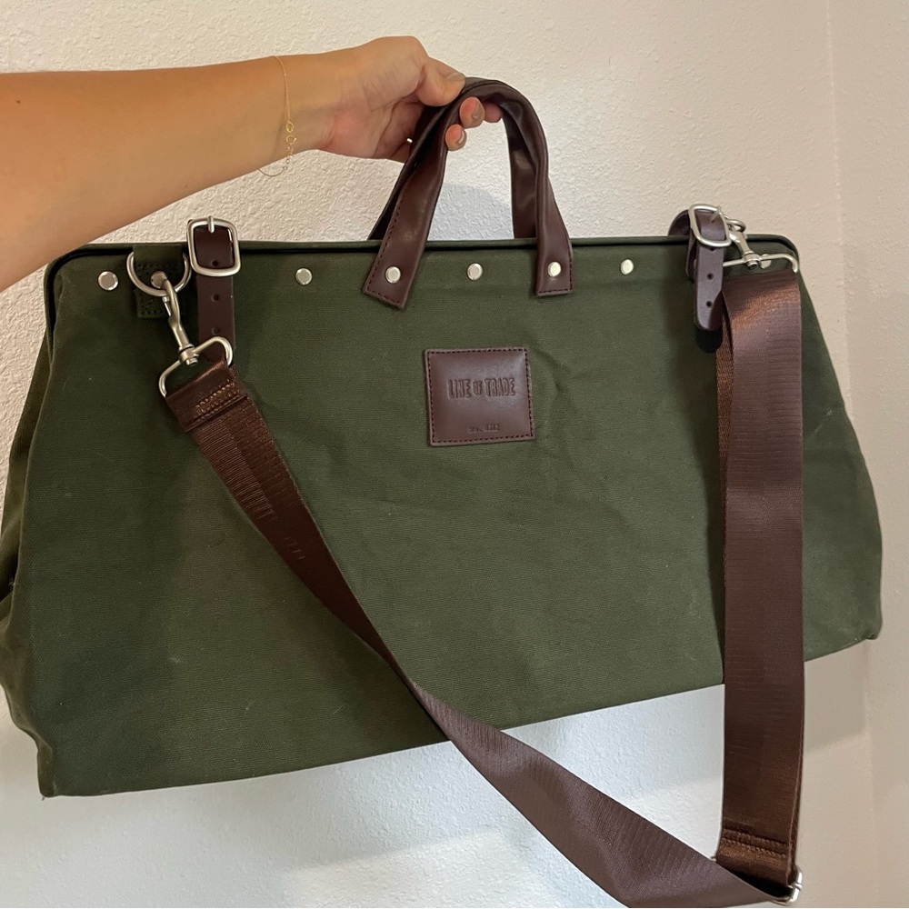 Line of Trade | Weekender Duffle Bag Canvas Olive Bespoke Post # 0312 NWOT